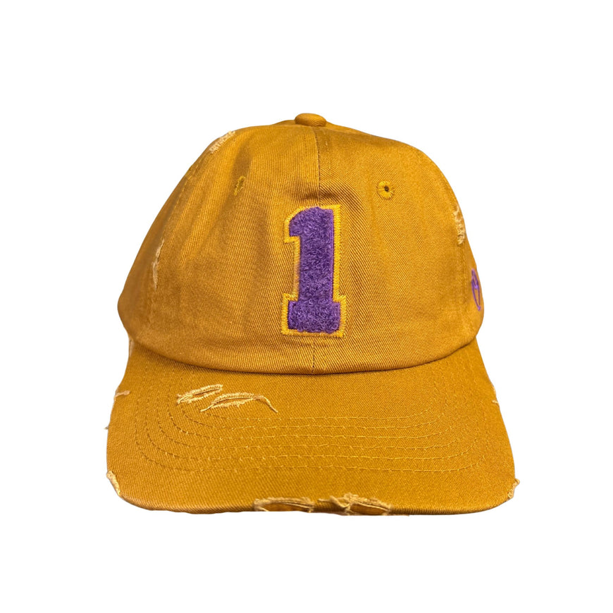 Omega Psi Phi Gold Chenille Cap with Line Number Winters Industries by Fully Promoted Mesquite NUMBER 1 
