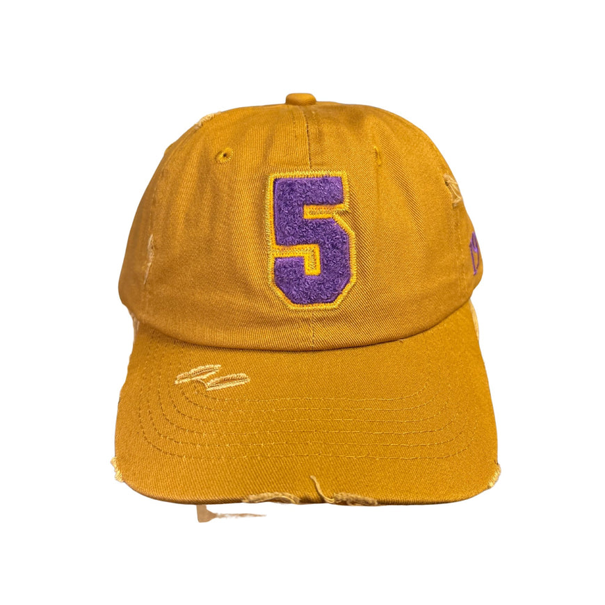 Omega Psi Phi Gold Chenille Cap with Line Number Winters Industries by Fully Promoted Mesquite NUMBER 5 