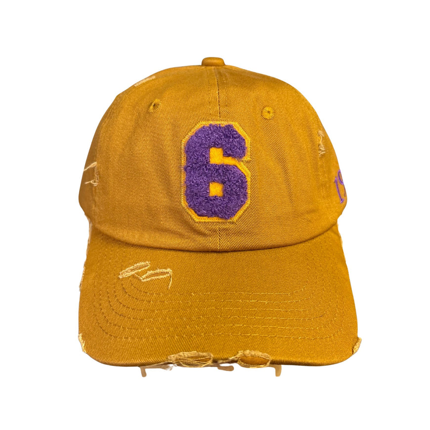 Omega Psi Phi Gold Chenille Cap with Line Number Winters Industries by Fully Promoted Mesquite NUMBER 6 