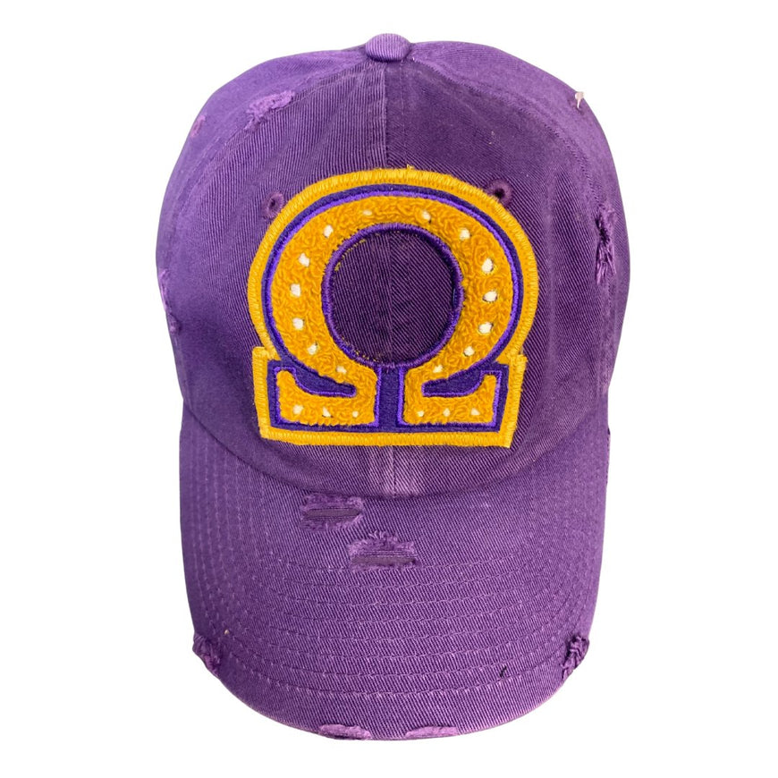 Omega Psi Phi 'Lamp' - 'Omega' Symbol Chenille Cap Winters Industries by Fully Promoted Mesquite Omega Purple 
