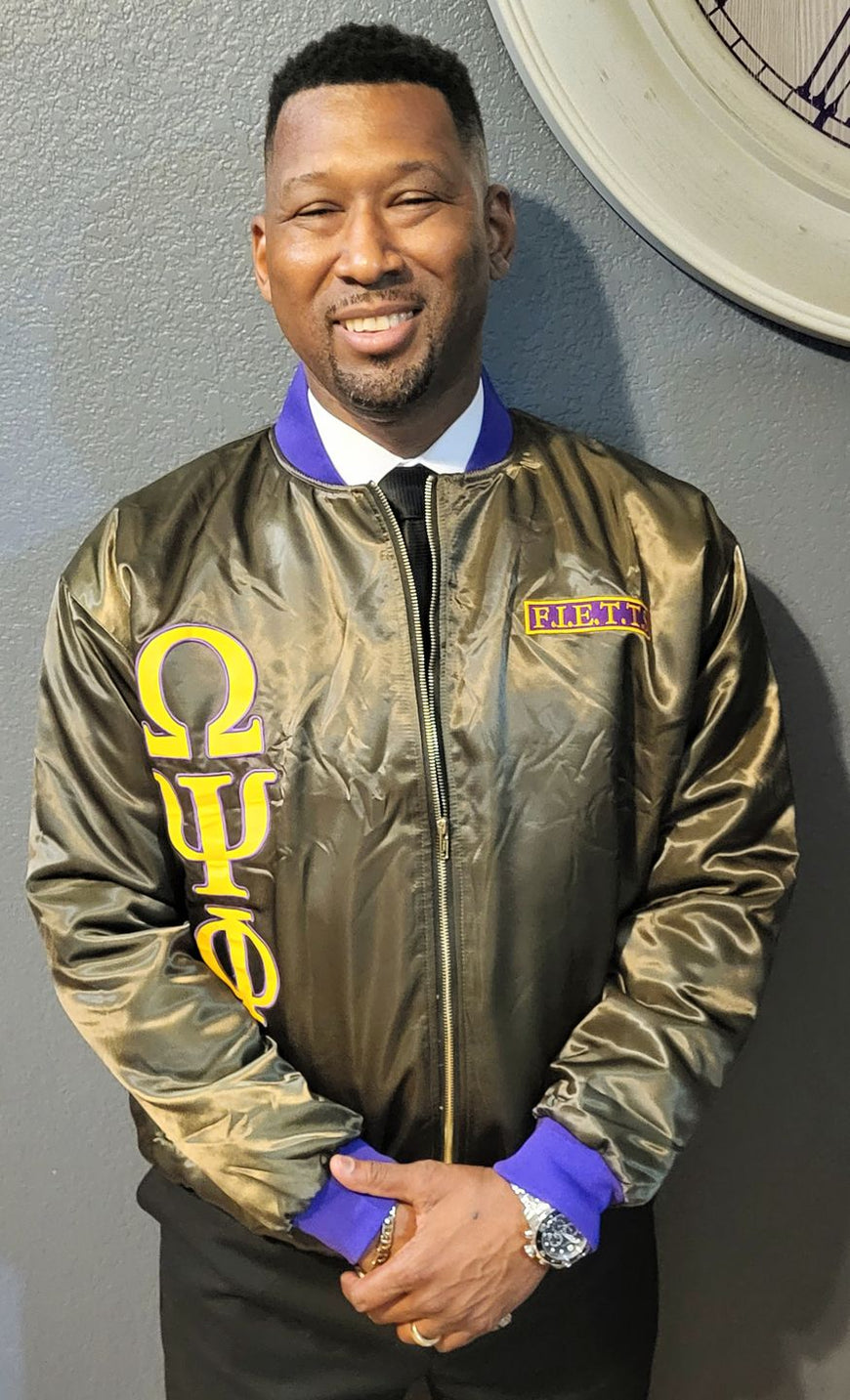 Omega Psi Phi Olive Green Bomber Jacket