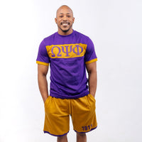 Omega Psi Phi Purple and Gold Color Block Short Set Winters Industries 
