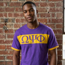 Omega Psi Phi Purple and Gold Color Block Tee (TOP ONLY)