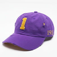 Omega Psi Phi Purple Chenille Cap with Line Number Winters Industries by Fully Promoted Mesquite 