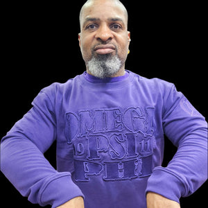 Omega Psi Phi Purple on Purple Crewneck Sweater