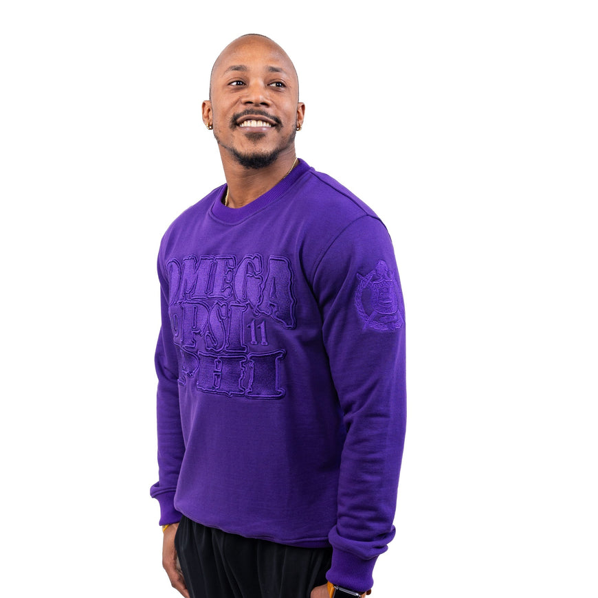 Omega Psi Phi Purple on Purple Crewneck Sweater Winters Industries 
