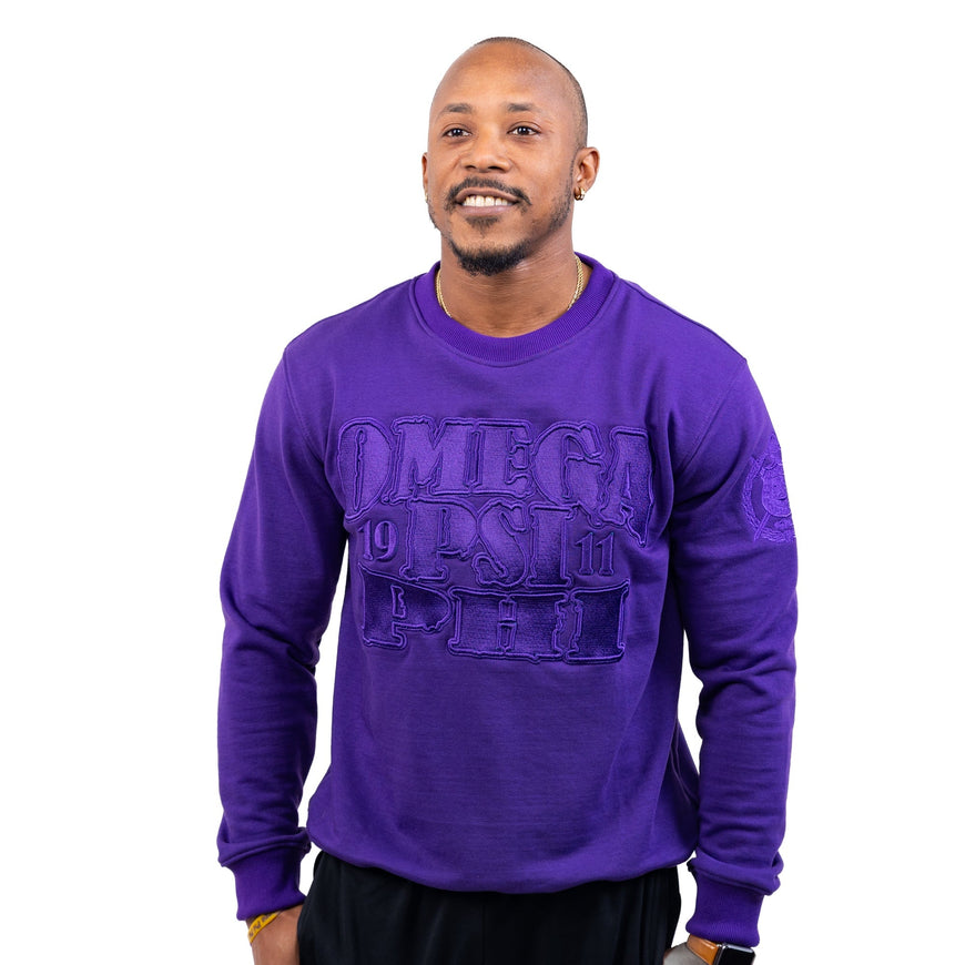 Omega Psi Phi Purple on Purple Crewneck Sweater Winters Industries 