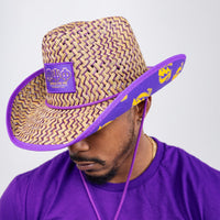 Omega Psi Phi Straw cowboy hat with strap Winters Industries 