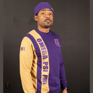 Omega Psi Phi Striped Sweater with Shield