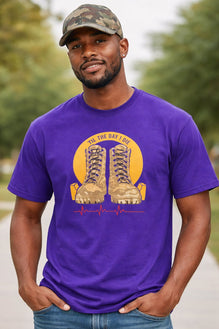 Omega Psi Phi 'Til The Day I Die Tee with "Gold Boots" and Purple Strings PURPLE