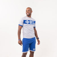 Phi Beta Sigma Blue and Gray Color Block Short Set Winters Industries 