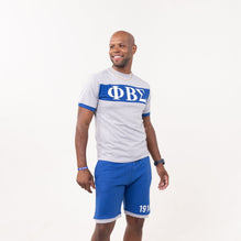 Phi Beta Sigma Blue and Gray Color Block Short Set