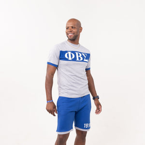 Phi Beta Sigma Blue and Gray Color Block Short Set Winters Industries 