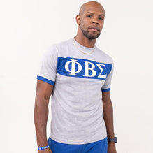 Phi Beta Sigma Blue and Gray Color Block Tee (TOP ONLY)
