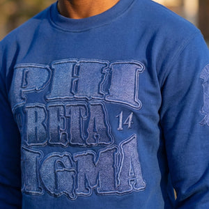Phi Beta Sigma Blue on Blue Crewneck Sweater Winters Industries 