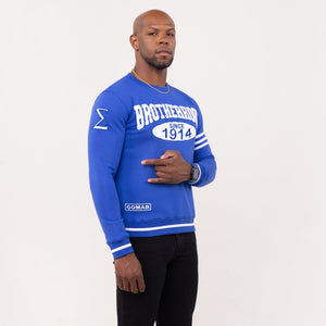 Phi Beta Sigma "BROTHERHOOD" Chenille Sweater Blue Winters Industries by Fully Promoted Mesquite 
