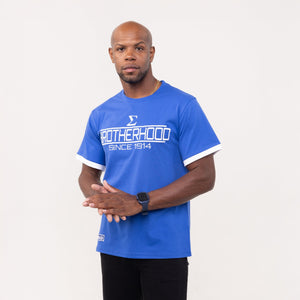 Phi Beta Sigma "BROTHERHOOD" Embroidered Tee Blue Winters Industries by Fully Promoted Mesquite 