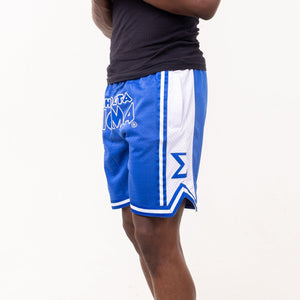 Phi Beta Sigma Embroidered Blue Shorts with White Stripes Shorts Winters Industries 
