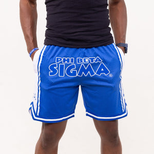 Phi Beta Sigma Embroidered Blue Shorts with White Stripes Shorts Winters Industries 