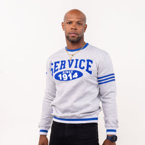 Phi Beta Sigma "SERVICE" Chenille Sweater Gray Winters Industries by Fully Promoted Mesquite 