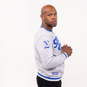 Phi Beta Sigma "SERVICE" Chenille Sweater Gray Winters Industries by Fully Promoted Mesquite 