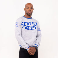 Phi Beta Sigma "SERVICE" Chenille Sweater Gray Winters Industries by Fully Promoted Mesquite 