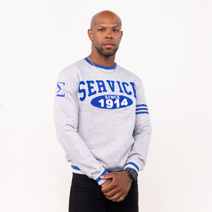 Phi Beta Sigma "SERVICE" Chenille Sweater Gray Winters Industries by Fully Promoted Mesquite 