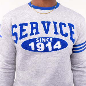 Phi Beta Sigma "SERVICE" Chenille Sweater Gray Winters Industries by Fully Promoted Mesquite 