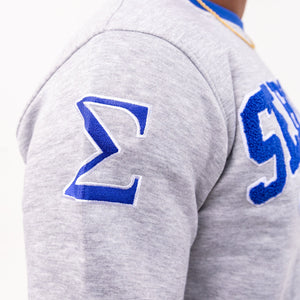 Phi Beta Sigma "SERVICE" Chenille Sweater Gray Winters Industries by Fully Promoted Mesquite 