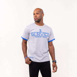 Phi Beta Sigma "SERVICE" Embroidered Tee Gray Winters Industries by Fully Promoted Mesquite 