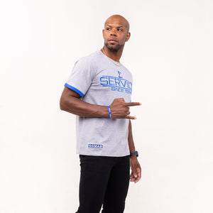 Phi Beta Sigma "SERVICE" Embroidered Tee Gray Winters Industries by Fully Promoted Mesquite 