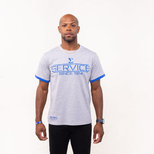 Phi Beta Sigma "SERVICE" Embroidered Tee Gray Winters Industries by Fully Promoted Mesquite 