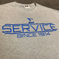 Phi Beta Sigma "SERVICE" Embroidered Tee Gray Winters Industries by Fully Promoted Mesquite 