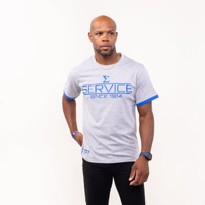 Phi Beta Sigma "SERVICE" Embroidered Tee Gray Winters Industries by Fully Promoted Mesquite 