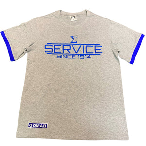 Phi Beta Sigma "SERVICE" Embroidered Tee Gray Winters Industries by Fully Promoted Mesquite 