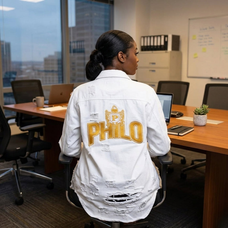 Philo White Denim Jacket WintersIndustries by Fully Promoted Mesquite 