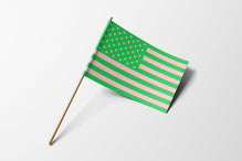 Pink and green handheld flag