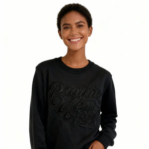 Prairie View A&M University HBCU Black on Black 3D Embroidery Crewneck Sweater Winters Industries 