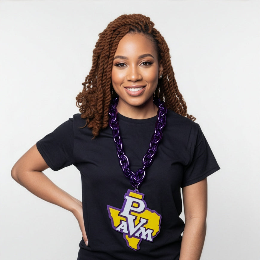 Prairie View University HBCU Big Chain Necklace with 3D Foam Pendant Winters Industries 