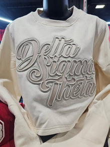 "PREORDER ONLY" Delta Sigma Theta Cream on Cream Cropped Crewneck Sweater