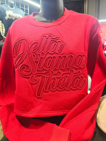 "PREORDER ONLY" Delta Sigma Theta Red on Red Cropped Crewneck Sweater