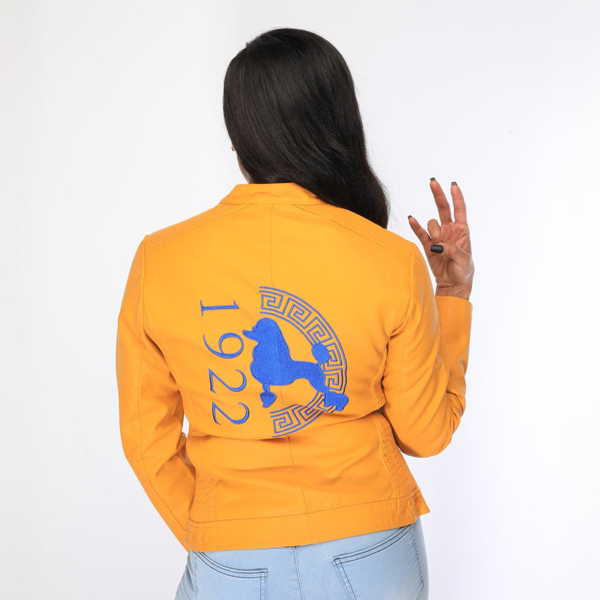 PU Leather Embroidered Sigma Gamma Rho Jacket Winters Industries 