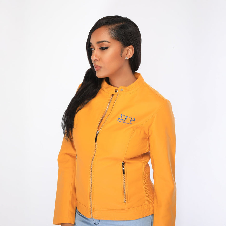 PU Leather Embroidered Sigma Gamma Rho Jacket Winters Industries 