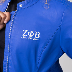 PU Leather Embroidered Zeta Phi Beta Jacket Winters Industries 