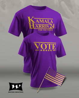 Purple and Gold Vote Kamala 2024 Flag combo