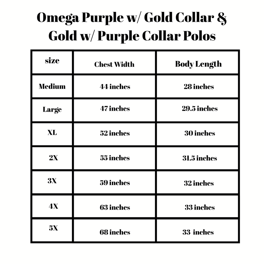 Purple Omega Psi Phi Polo with Gold Collar Winters Industries 