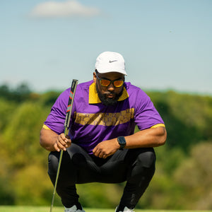Purple Omega Psi Phi Polo with Gold Collar Winters Industries 