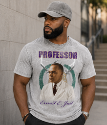 Omega Psi Phi Ernest Just Professor Acid Wash Tee Gray