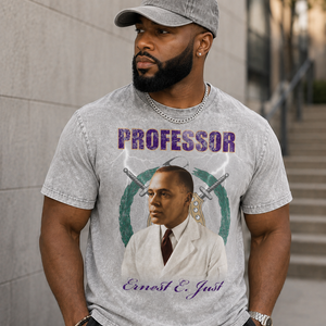 Omega Psi Phi Ernest Just Professor Acid Wash Tee Gray