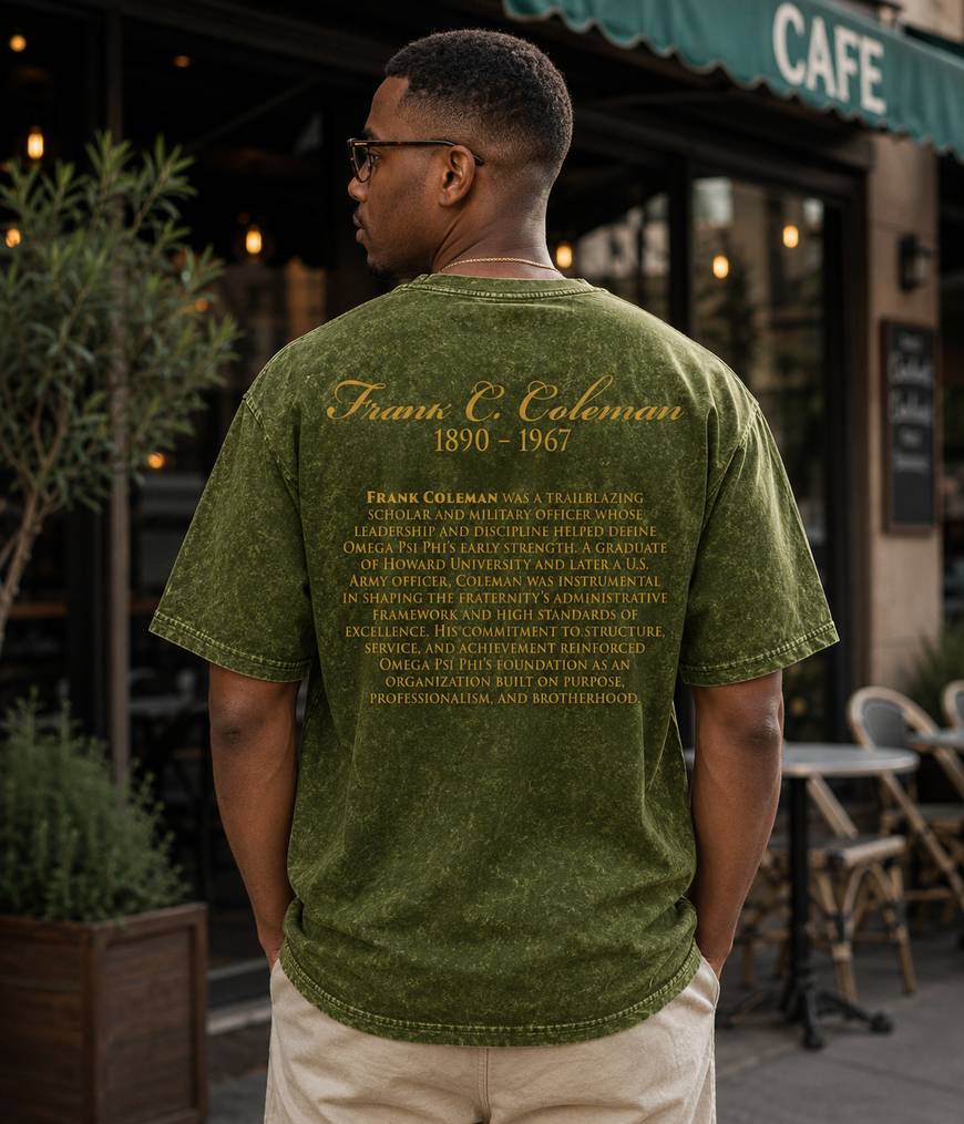 Omega Psi Phi Lieutenant Acid Wash Tee Green